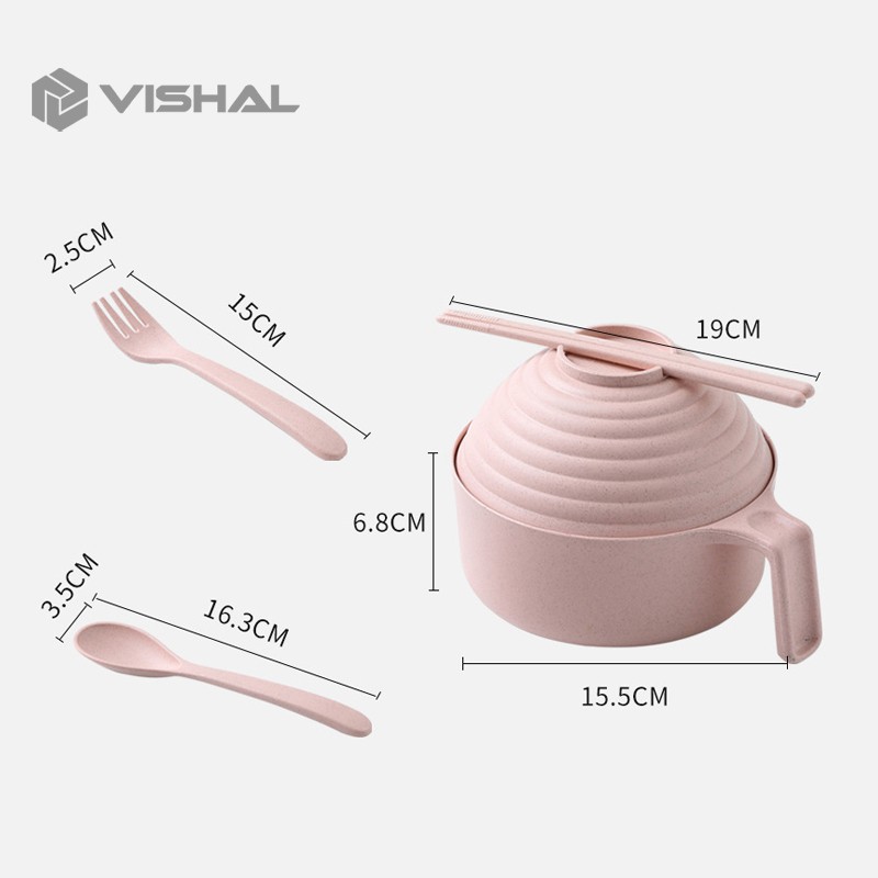 VISHAL Set Mangkok 6 in 1 Mangkuk Wheat Straw Serbaguna COVER THE CUP BOWL VS-42