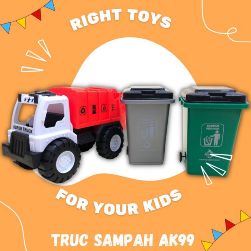 AK99 TRUK SAMPAH MAINAN TRUCK SAMPAH DENGAN DUA TONG SAMPAH AK 99