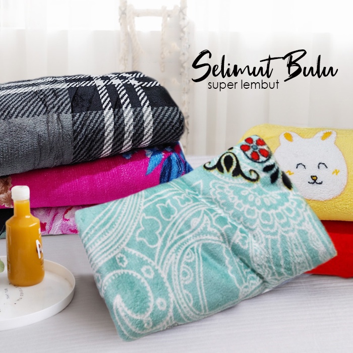 COD - LUXURYPARTY - HK300- Selimut Bulu Dewasa uk 125x175cm - Selimut Dewasa Bulu Motif Elegan Import-3