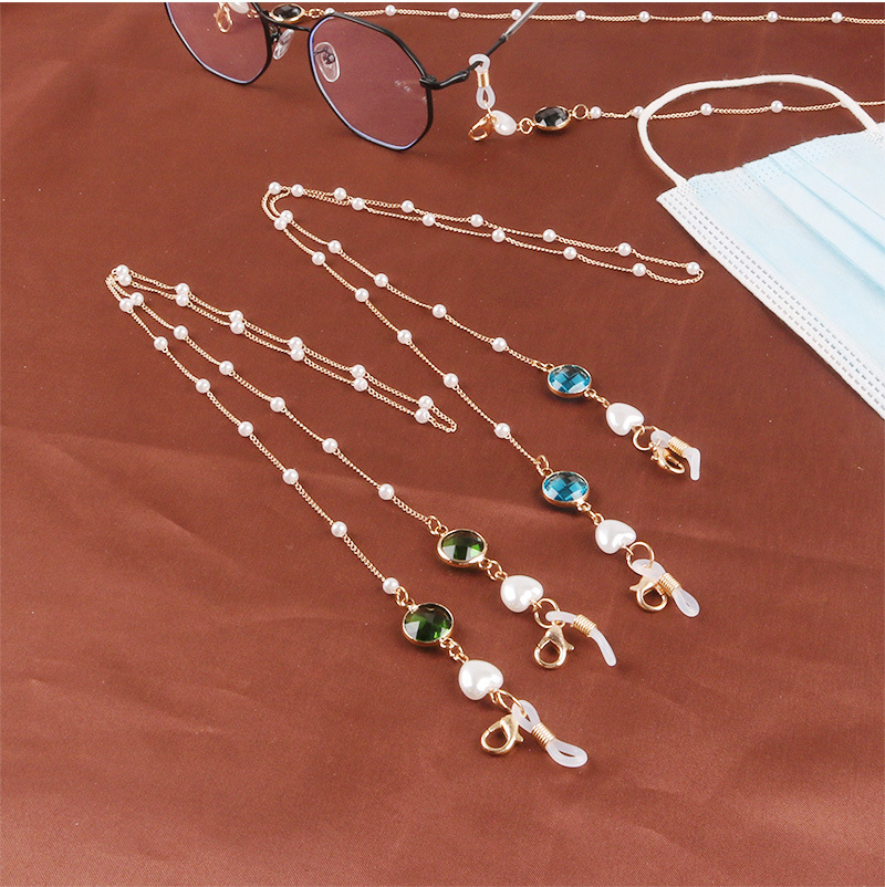 Glasses Chain Hanging Neck Mask Anti-lost Rope Dual-use Gemstone Pearl Mask Lanyard 70cm