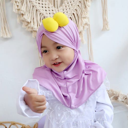 Jilbab Anak Bayi Balita Lubna Minie Mouse Pita Samping Usia 0-3 Tahun Bahan Jersey Terbaru Termurah / Alody's Collection