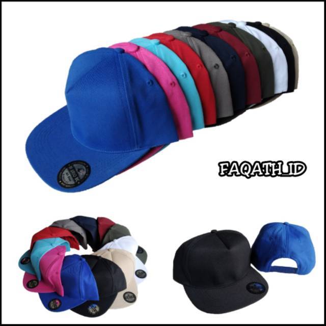 Topi snapback polos hip hop grosir warna lengkap (depan tanpa sambungan)