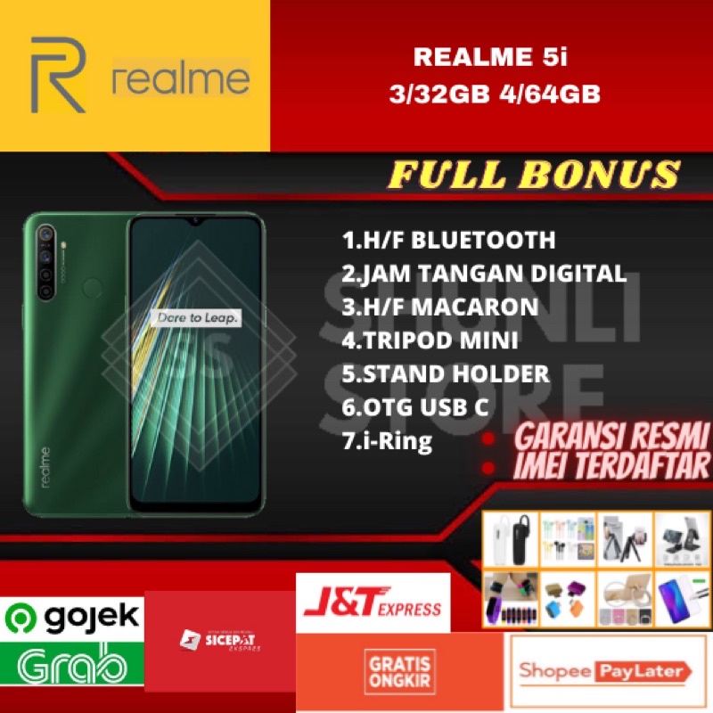 REALME 5i RAM 3/32GB 4/64GB NEW 100% ORIGINAL GARANSI RESMI