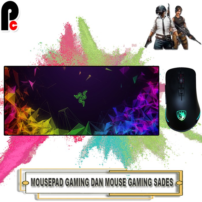 Mousepad Gaming Motif Razor dan Mouse Gaming SADES Lance RGB