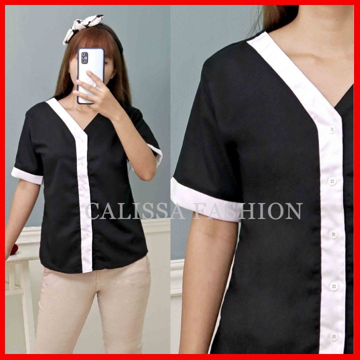 CALISSA FASHION 1 PAKAIAN WANITA BLUS CASUAL ATASAN STYLE KOREA YORIKO PENDEK SIZE M-L-XL-XXL-4