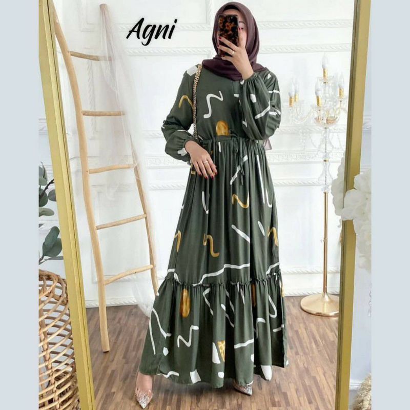 NEW gamis rayon viscose premium dress kekinian remaja fashion style dewasa tunik panjang midi dress 