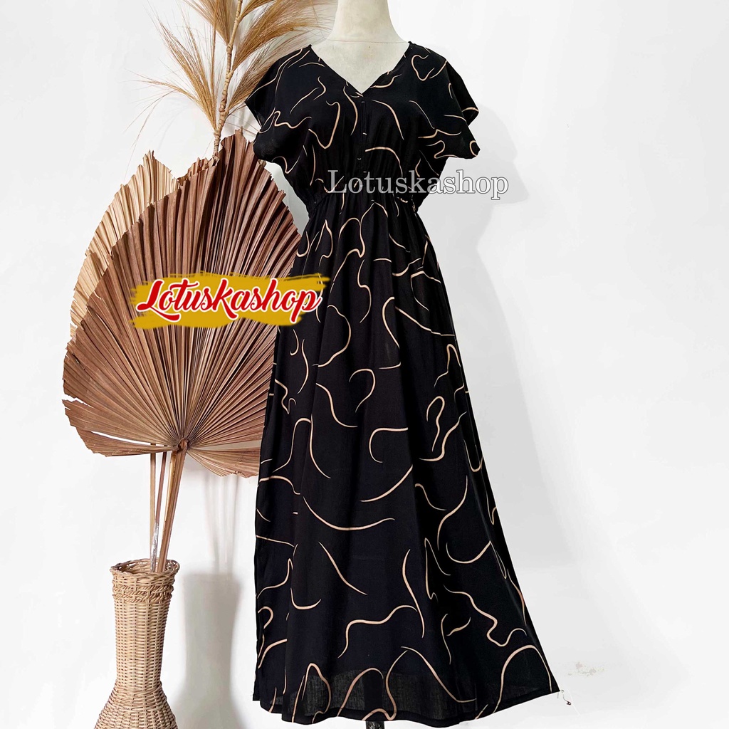 Dress Manohara Bali Panjang Molusca-Molusca Hitam