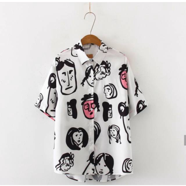 AFI - SALE - Kemeja Oversize Leher Lapel Kartun-7