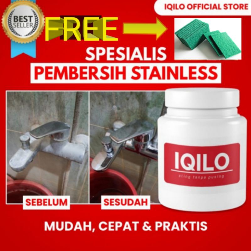 POWDER SAKTI IQILO PEMBERSIH STAINLESS FREE GREEN PAD (UNTUK KERAK MEMBANDEL)