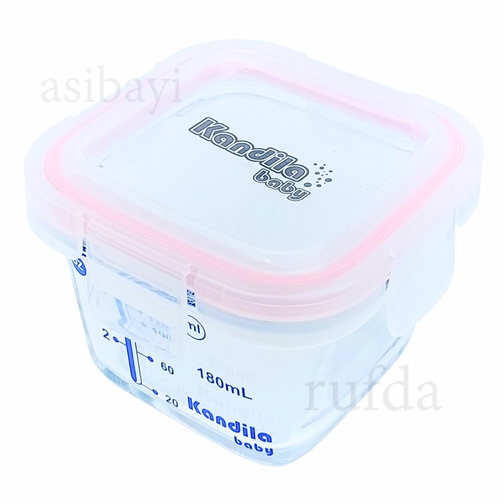 Kandila 180ml Square Glass Food Container Wadah Makanan Freezer Kaca