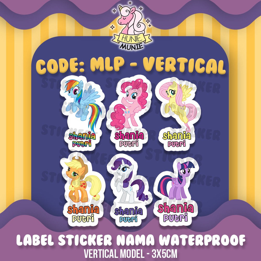 

Sticker Label Nama Custom - My Little Pony - Vertical (50pcs) Stiker