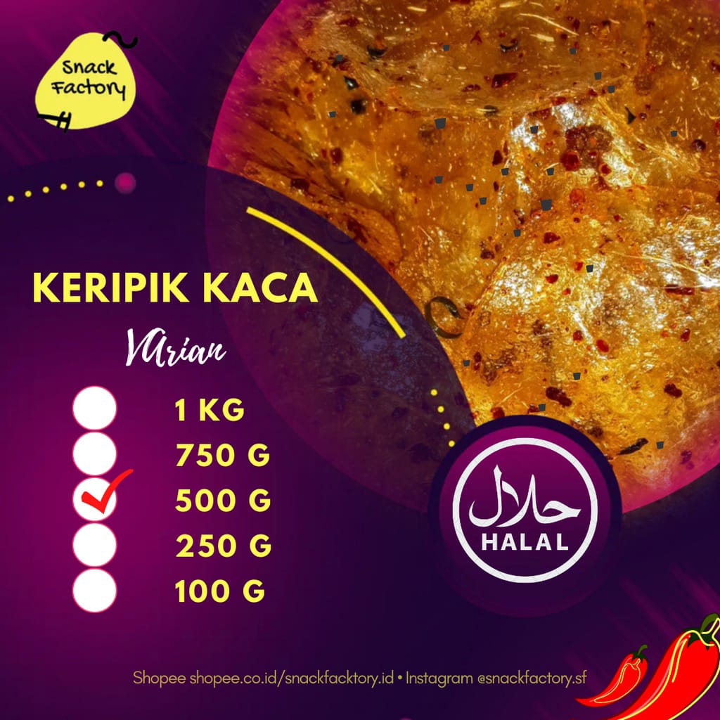 

Keripik Kaca Beledag Rasa Pedas Extra 500 GR Keripik Kaca Beledag Kripca Pedas Extra Daun Jeruk Keripik Kaca Beledag Pedas Cabe Merah Daun Jeruk 500 RM Jajanan Pedas Kekinian Keripik Beling Gurih | Kiripik Singkong | Keripik Kripik Kaca Beling