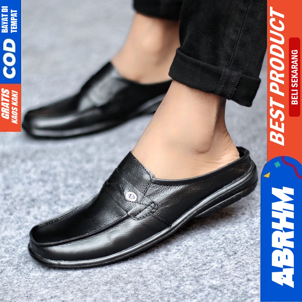 Sepatu Sandal Casual Kulit Asli Bustong Tutong Sendal Slop Original Murah Terbaru Kekinian