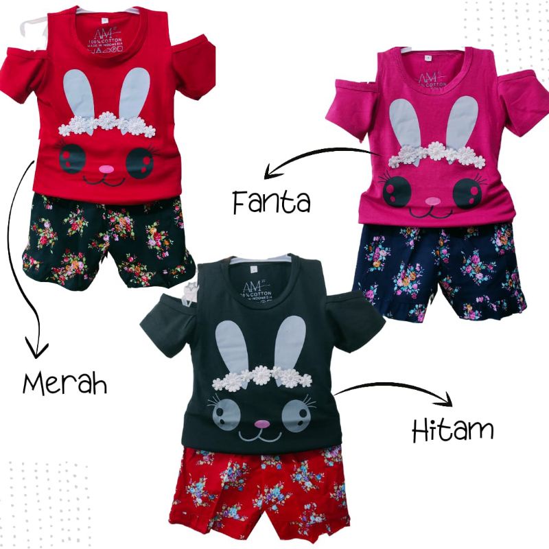 Setelan 3D anak perempuan &quot; Bando bunga &quot; Size 1-5th bahan Ducati Katun Spandek Premium