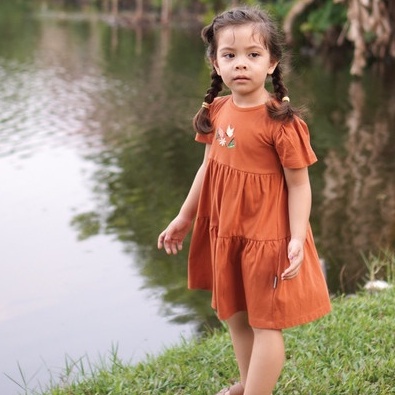 Mooi Luna Ruffle Layer Dress - Baju Dress Terusan Anak Perempuan Bordir 1-4 tahun