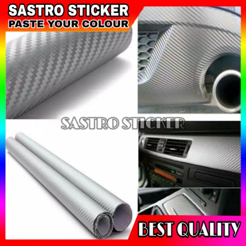Stiker skotlet carbon warna silver stiker skotlet karbon 3D stiker skotlet motor mobil