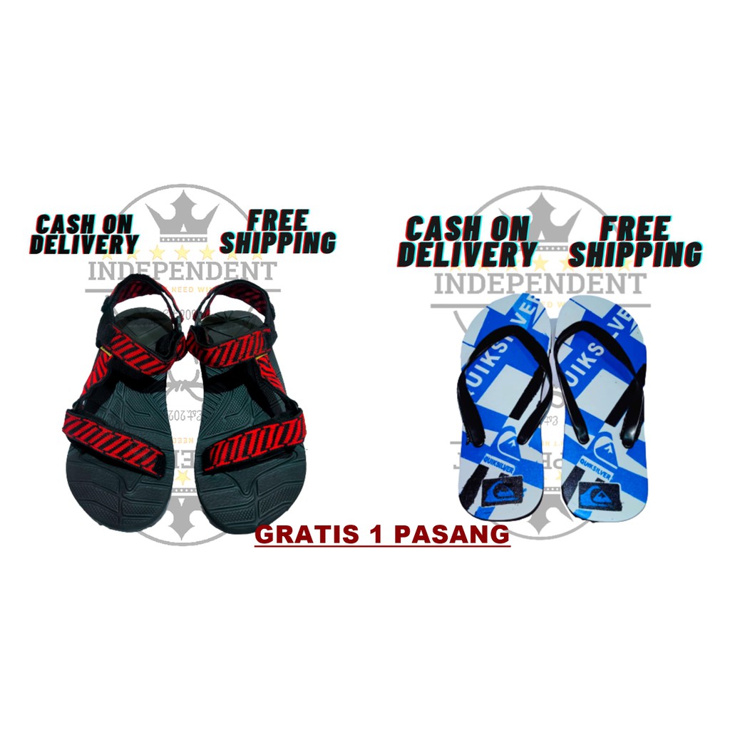 Sandal Gunung pria bahan karet eva Terfavorit Terlaris bonus Sandal sendal jepit spon Motif Rokok