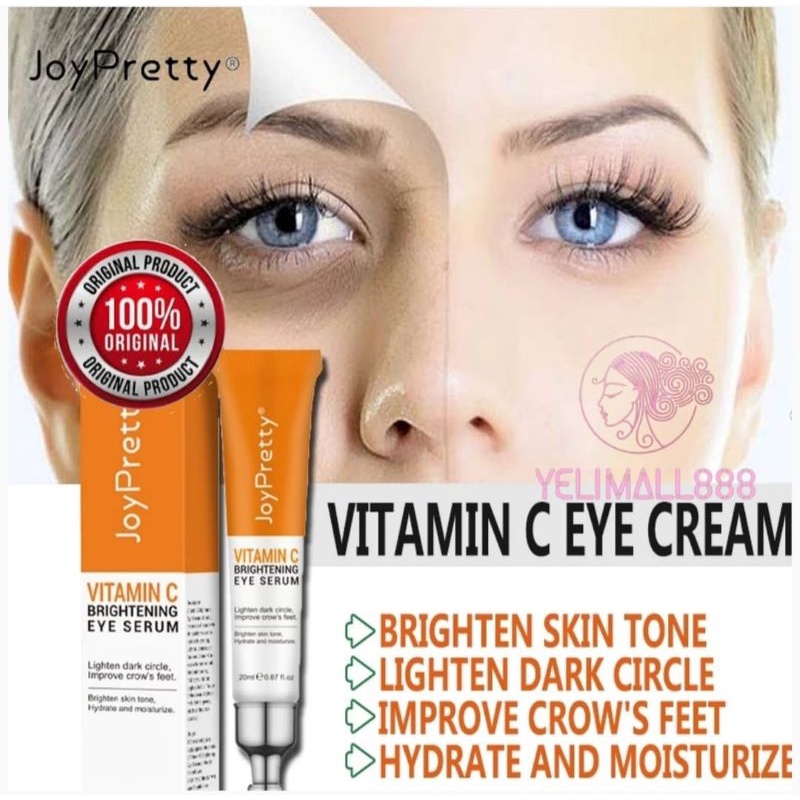 Krim Mata Panda Dan Kantung Mata  JOY PRETTY Vitamin C Brightening Penghilang Mata Panda 20 ml