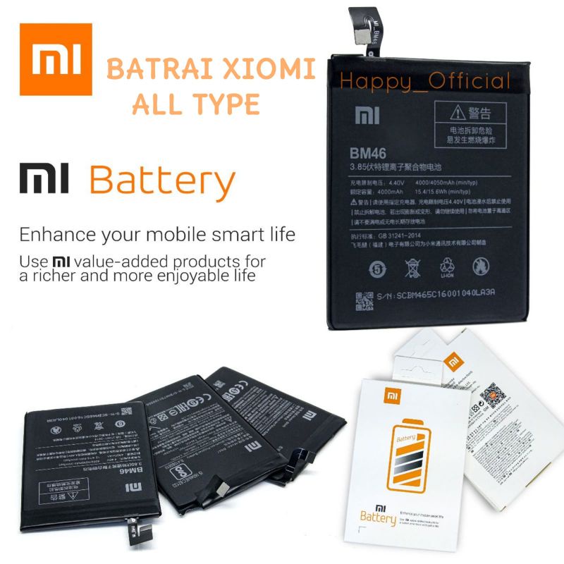 BATRAI ALL TIPE  XIAOMI ORIGINAL 99% BM47/BM44/BM45/BM46/BN30/BN41/BN43