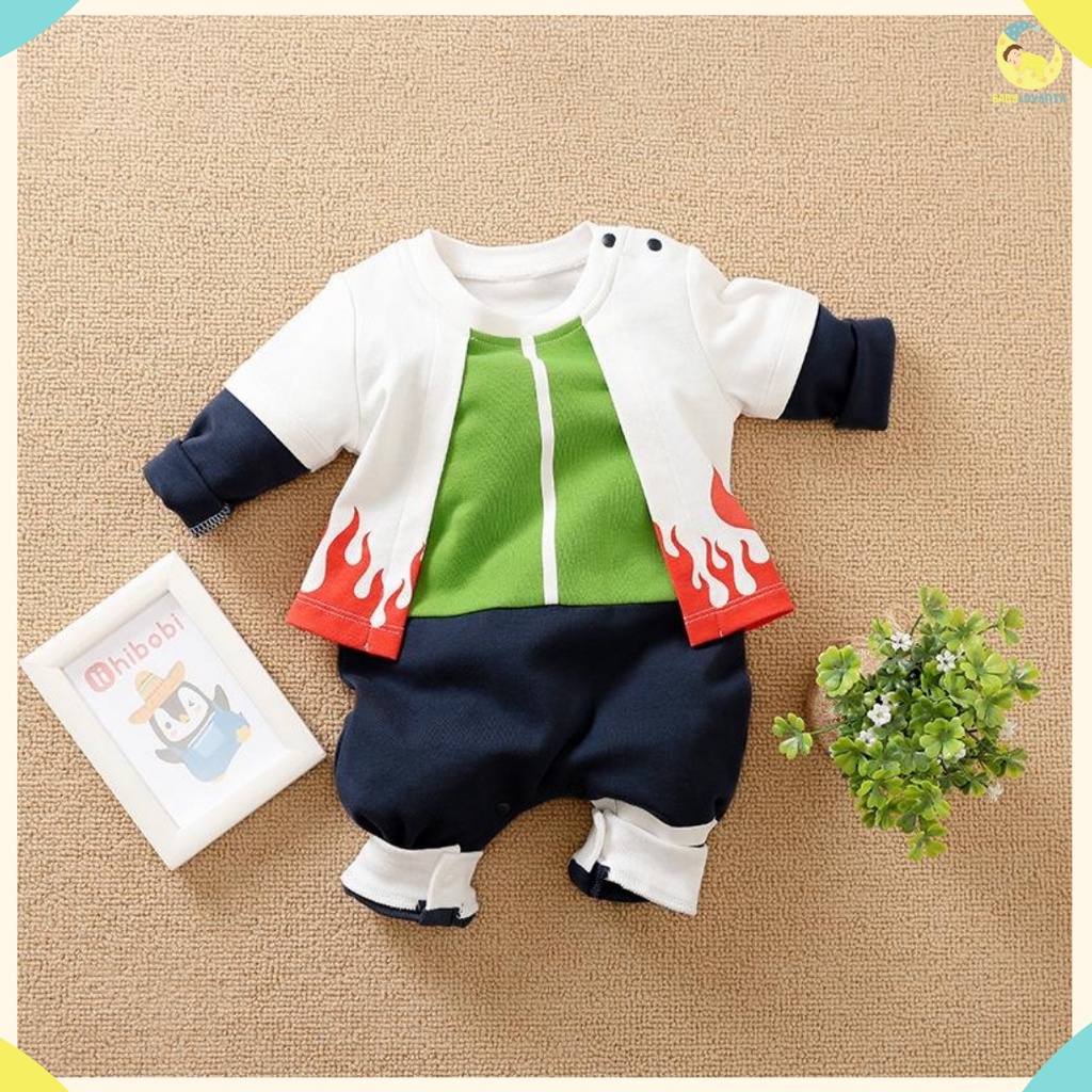 Baju bayi laki laki jumper anime Naruto motif HOKAGE bahan 100% cotton lembut dan tebal