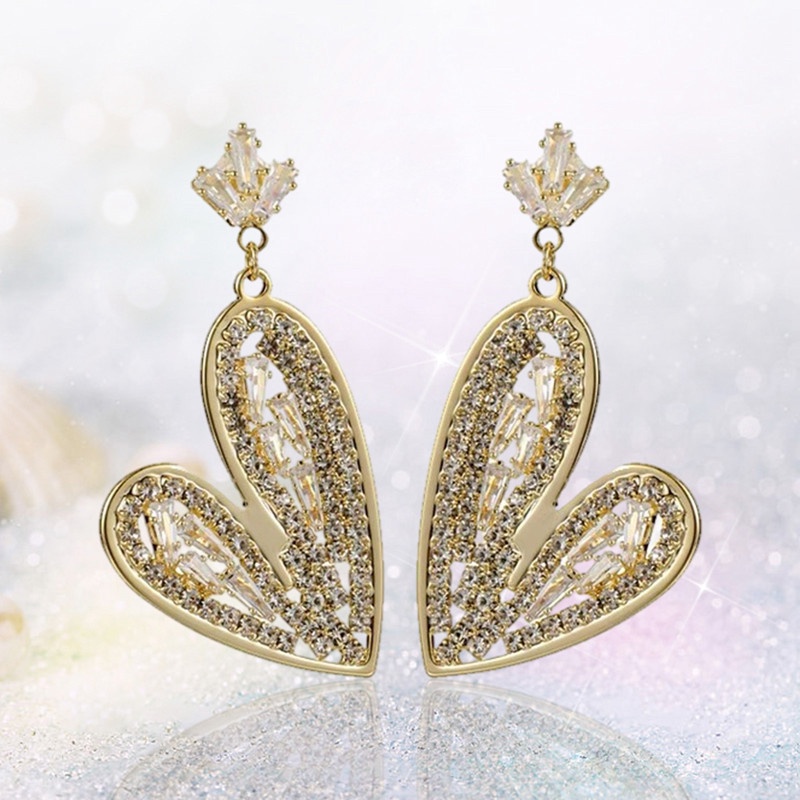 Anting Kristal Berlian Imitasi Bentuk Hati Untuk Wanita