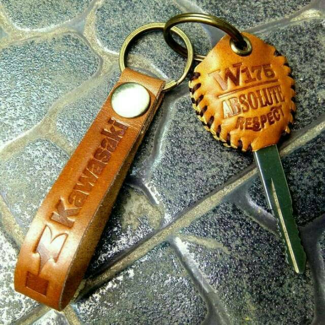 Gantungan kunci Kawasaki w175 cover kunci kulit aksesoris w175