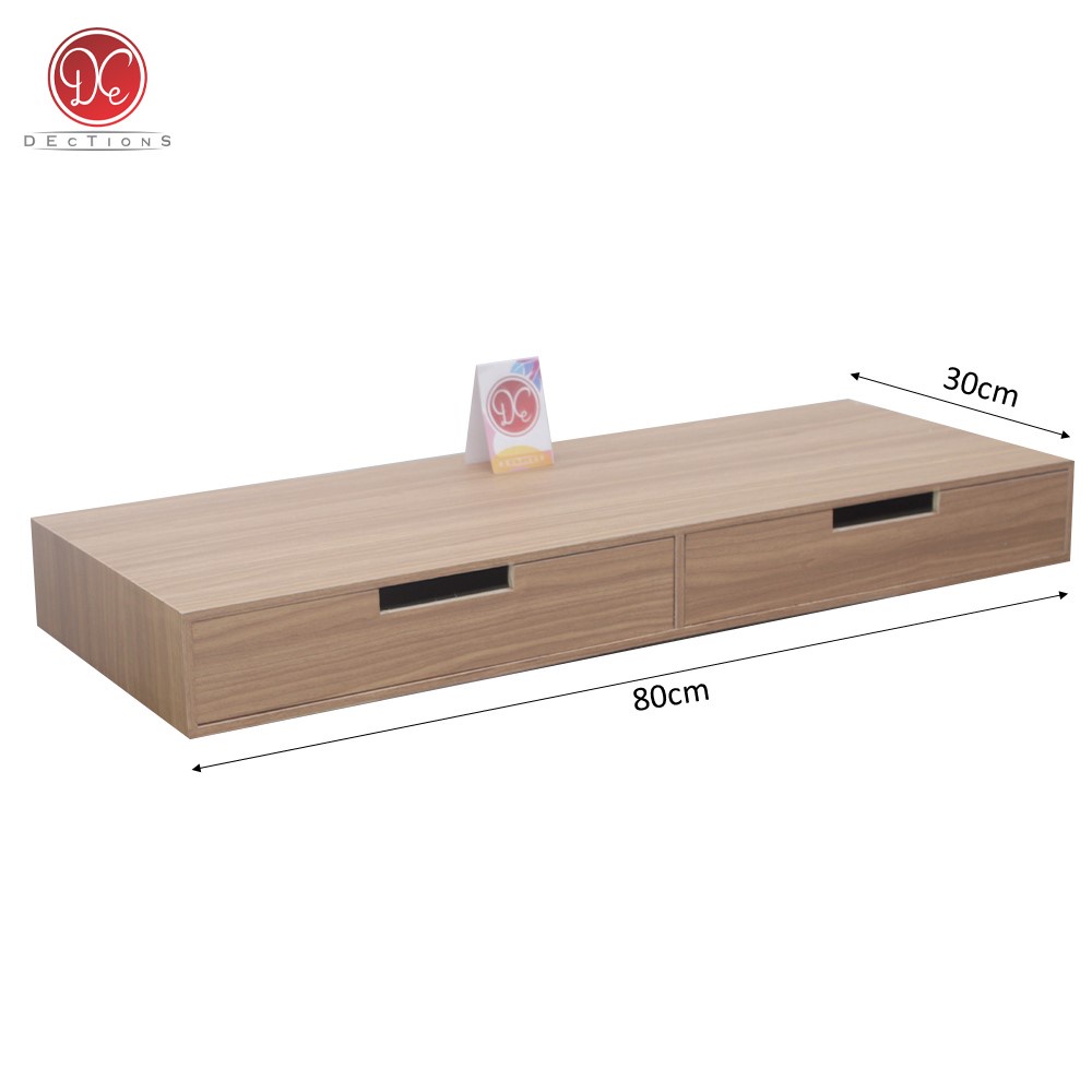 Dections Rak Laci Dinding Nakas 80x30cm 2 Kotak Penyimpanan Minimalis Model Melayang Tempel Dinding Gantung