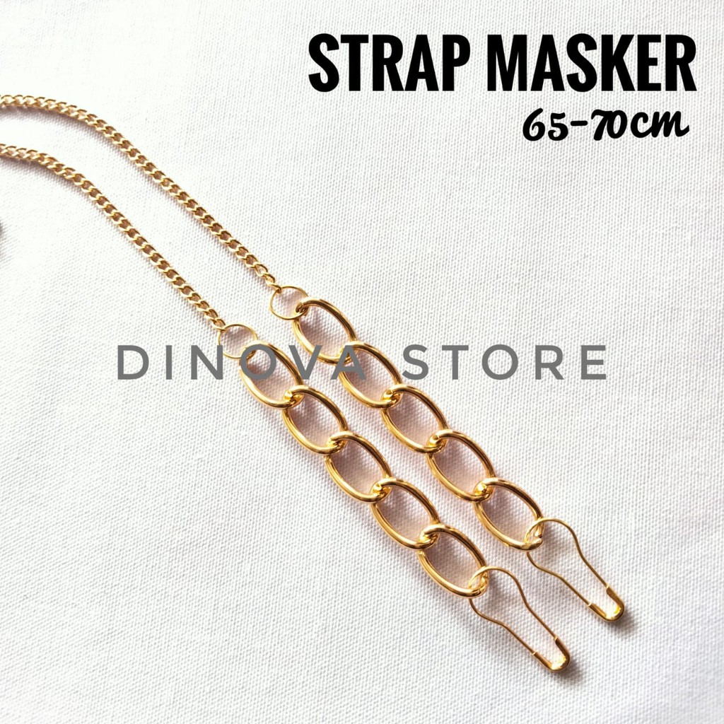 STRAP MASKER RANTAI GOLD MUTIARA PUTIH/KALUNG MASKER/STRAP MASK