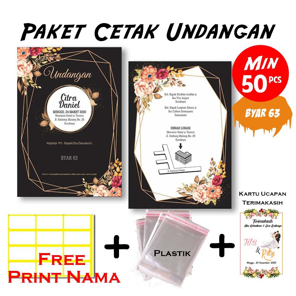 Paket Cetak Undangan Pernikahan BYAR 63