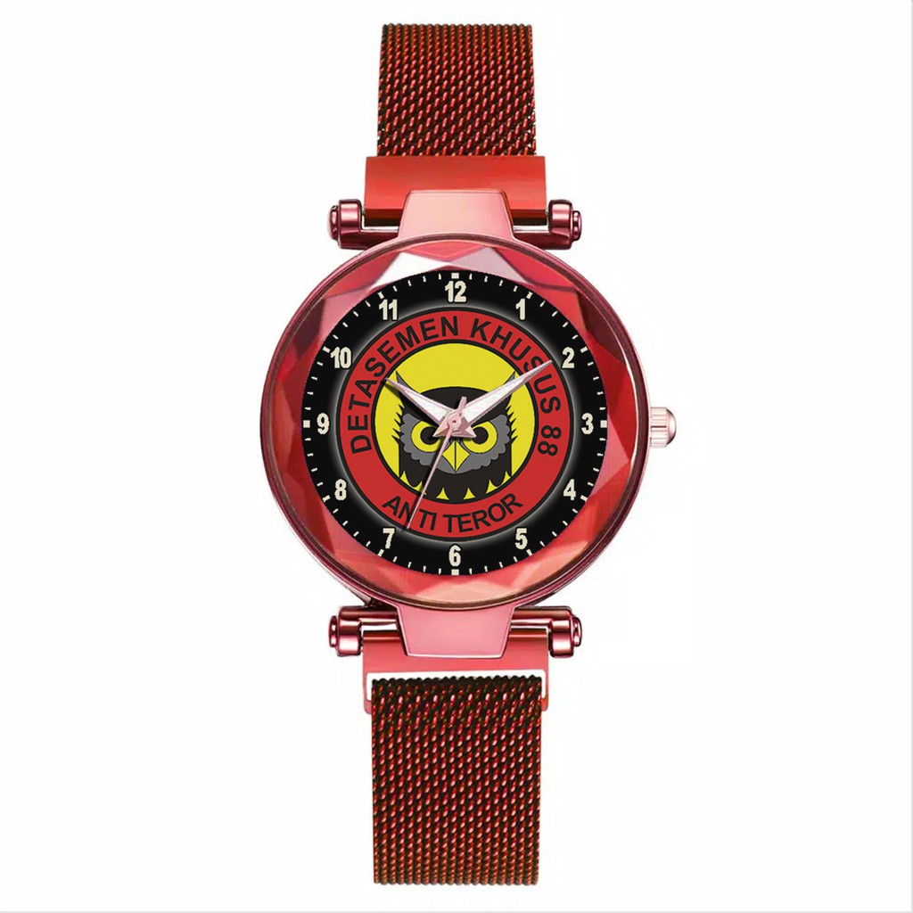 Jam Tangan Wanita Custom - DENSUS 88 MOTIF 1 Free Box &amp; Batre Cadangan