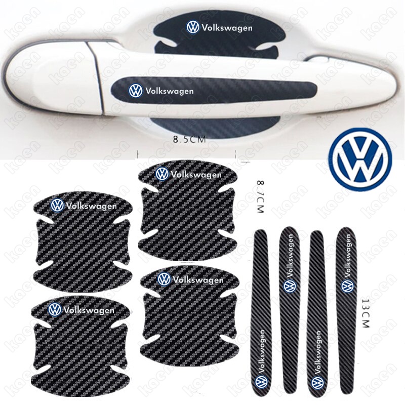 Stiker Pelindung handle Pintu Mobil anti Gores Bahan Carbon Fiber Untuk Volkswagen