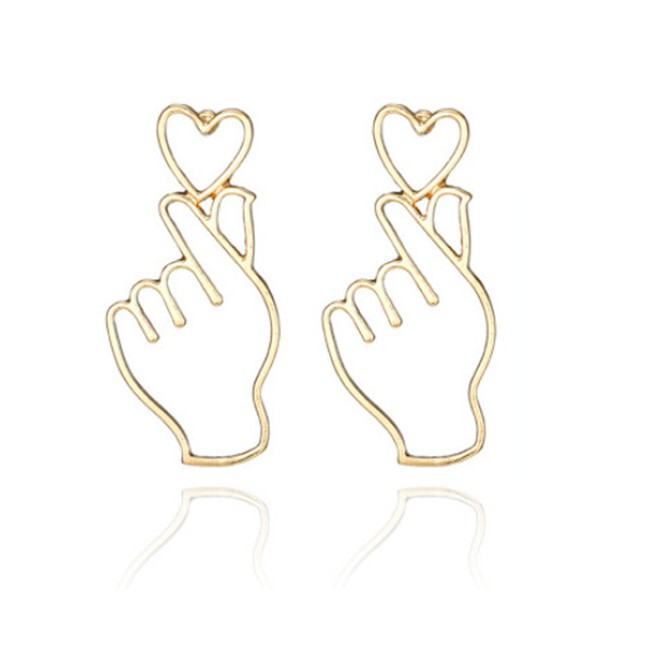 LRC Anting Tusuk Fashion Gold Color Gesture Shape Design Pure Color Earrings