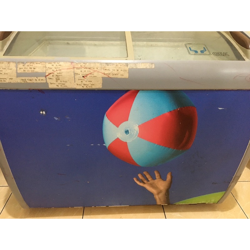 JUAL FREEZER GEA 2 SLIDING KACA GESER SECOND FROZEN FOOD KAPASITAS 300L