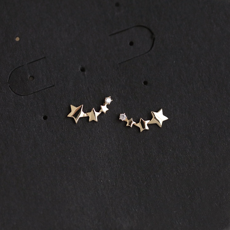 Anting Tusuk Sterling Silver 925 Desain Bintang Hias Kristal / Berlian Imitasi Untuk Wanita