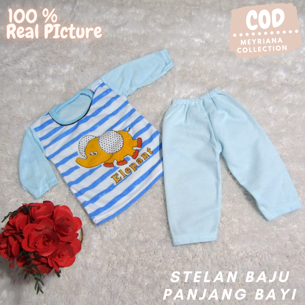 Setelan Baju Bayi Kaos Oblong Anak Piyama Bayi Lengan Panjang 0-12 Bulan Meyriana Collection