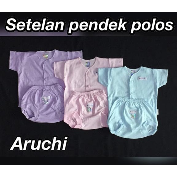 ARUCHI Setelan NEWBORN Pendek / Panjang Polos / PASTEL CBKS