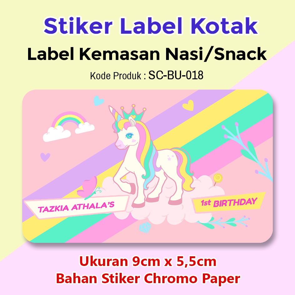 

STIKER LABEL ULANG TAHUN ANAK STICKER NASI BENTO UNICORN SOFT COLOR