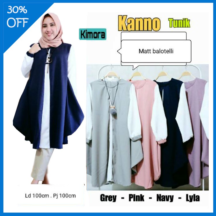  TUNIK  MUSLIM POLOS KANCING TALI KERUT MURAH WARNA JUMBO  