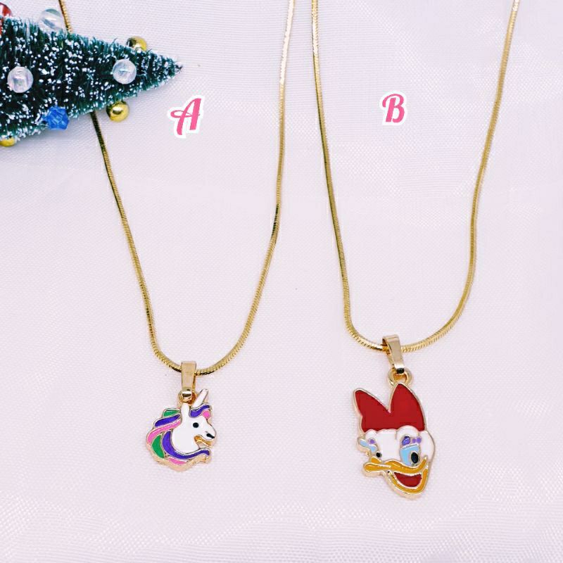 kalung anak titanium asli anti karat liontin unicorn kitty &amp; dessy 36cm