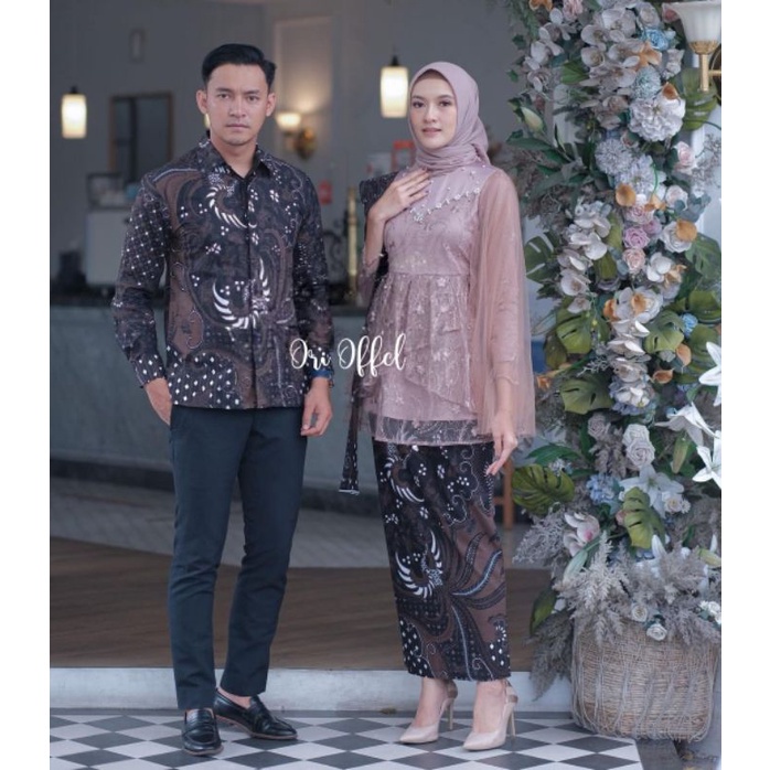 Galeri Batik Official Solo - SET BATIK COUPLE KINAN | KEBAYA MODERN TUNIK TULLE BROKAT PREMIUM | KEBAYA KONDANGAN LAMARAN TUNANGAN WISUDA | SET TUNIK COUPLE KINAN ROSE