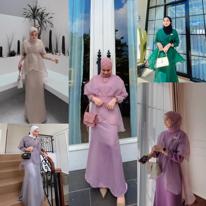 AILEEN DRESS // GAMIS WANITA KEKINIAN // BUSANA KONDANGAN // BAHAN ROBERTO SILK + ORGANZA // TERDAPA