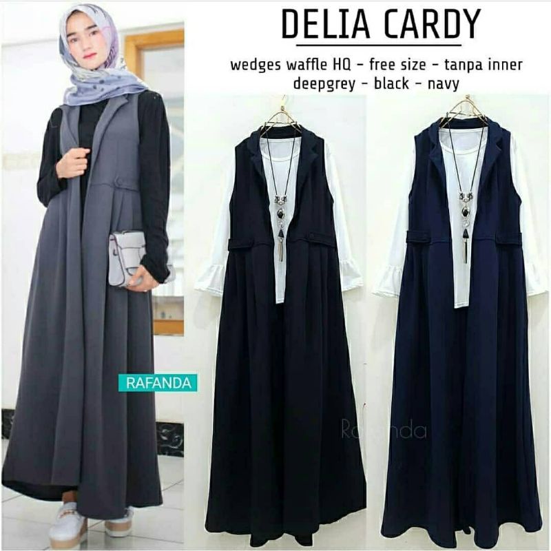 Delia Cardi, KARDIGAN MUSLIM CANTIK BAHAN WEDGES WAFFLE LD 100-120 TERMURAH TERLARIS OOTD BESTSELLER