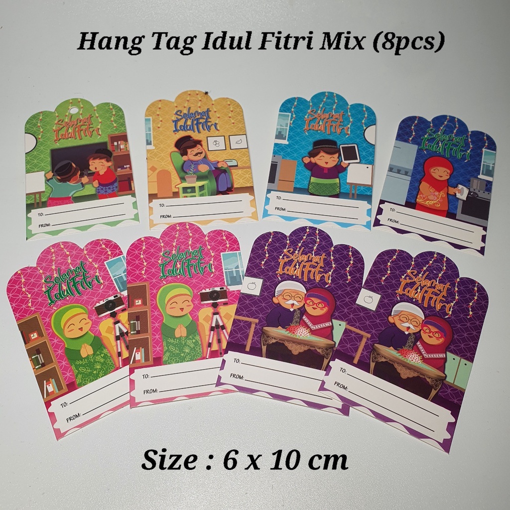 

(8 pcs mix) Hang Tag Tema Idul Fitri Lebaran 6x10cm