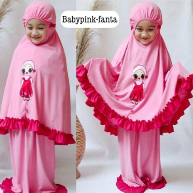 MUKENA ANAK LOL /LOL LED 3-5ERIN COLLECTION-Babypink-panta