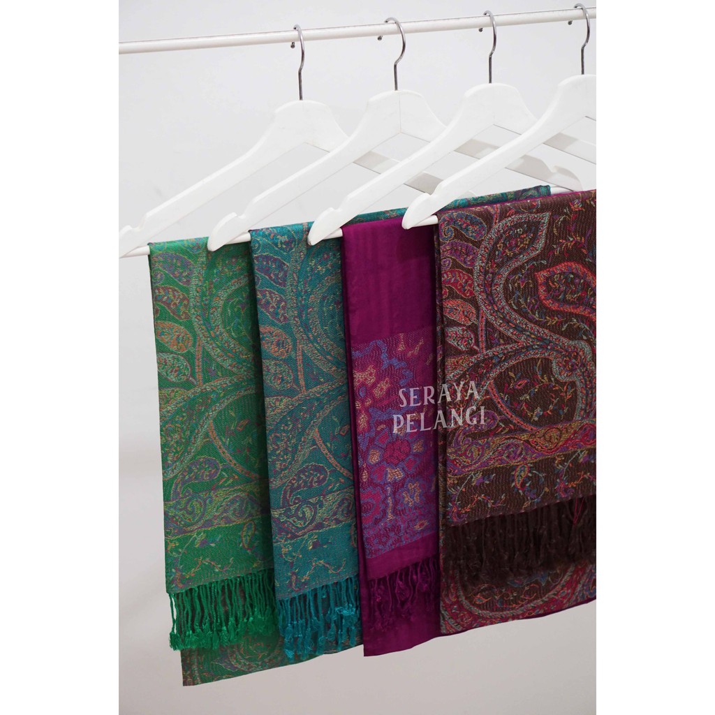 Pashmina Cashmere Keong 07 Motif Selendang Scarf Syal Shawl Pasmina Kashmir Souvenir Hadiah Ulang Tahun Birthday Gift Aksesoris Fashion Wanita Premium Import High Quality Grosir Murah Viscose Cotton Seraya Pelangi