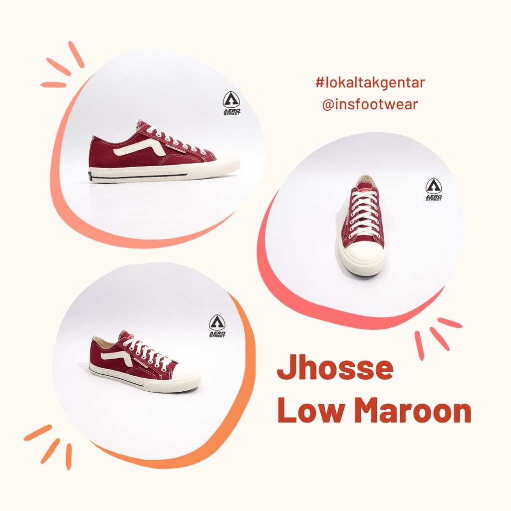 Aerostreet 37-44 Jhosse Low Maroon - Sepatu Sneakers Casual Sport Sekolah Pria Wanita