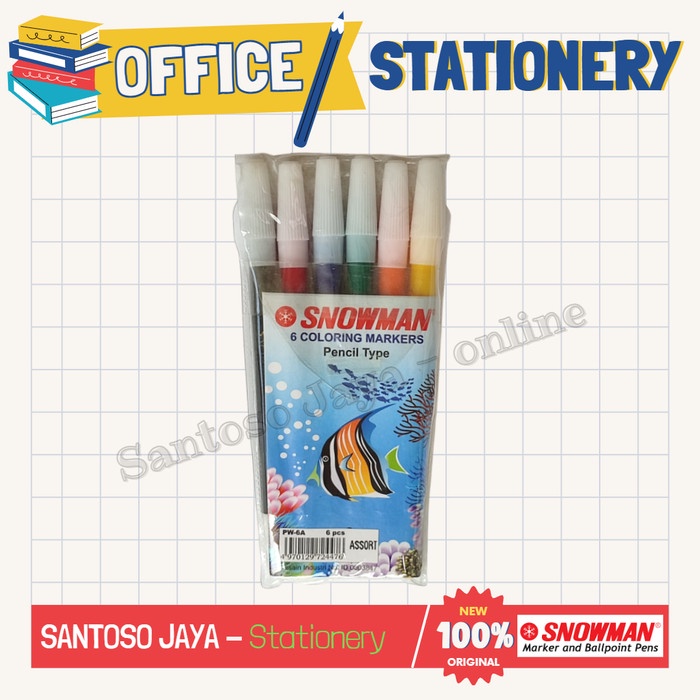 

Spidol SNOWMAN Kecil 6 Warna - Felt Pen SNOWMAN 6 Coloring Markers