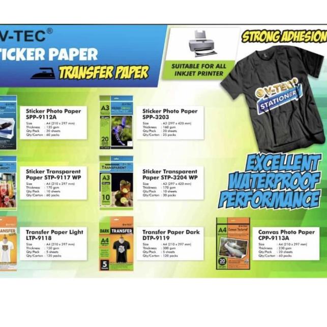 

⅍ KERTAS FOTO V-TEC STICKER GLOSSY PHOTO PAPER A3 SPP-3203 ☑