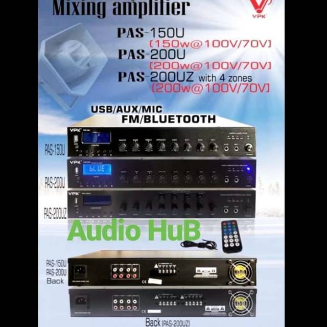AMPLIFIER VPK PAS 200UZ AMPLI VPK PAS200UZ PAS 200 UZ 4 ZONES 4 ZONA
