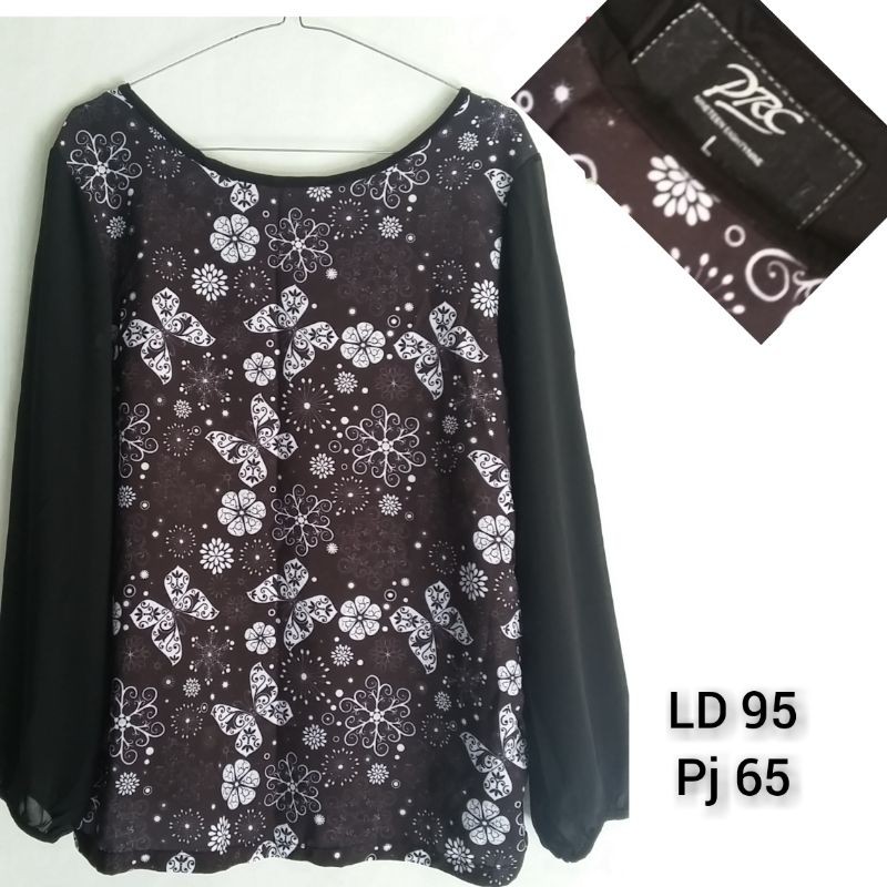 preloved like new blouse tangan panjang sifon merk PRC (brand matahari)
